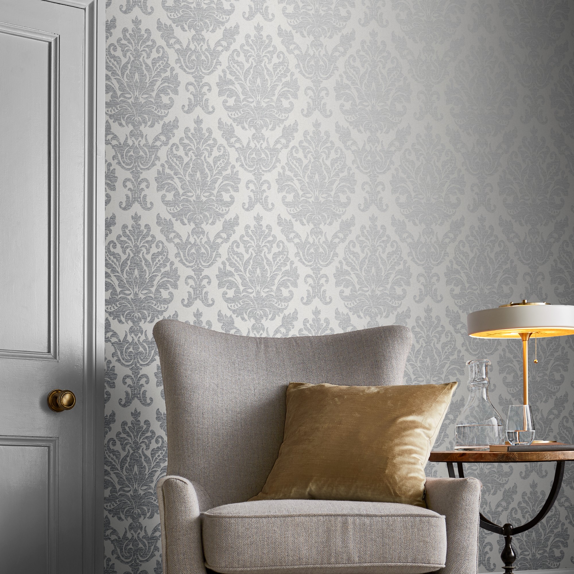 Antique Gris Wallpaper 105449 By Graham Brown In Grey